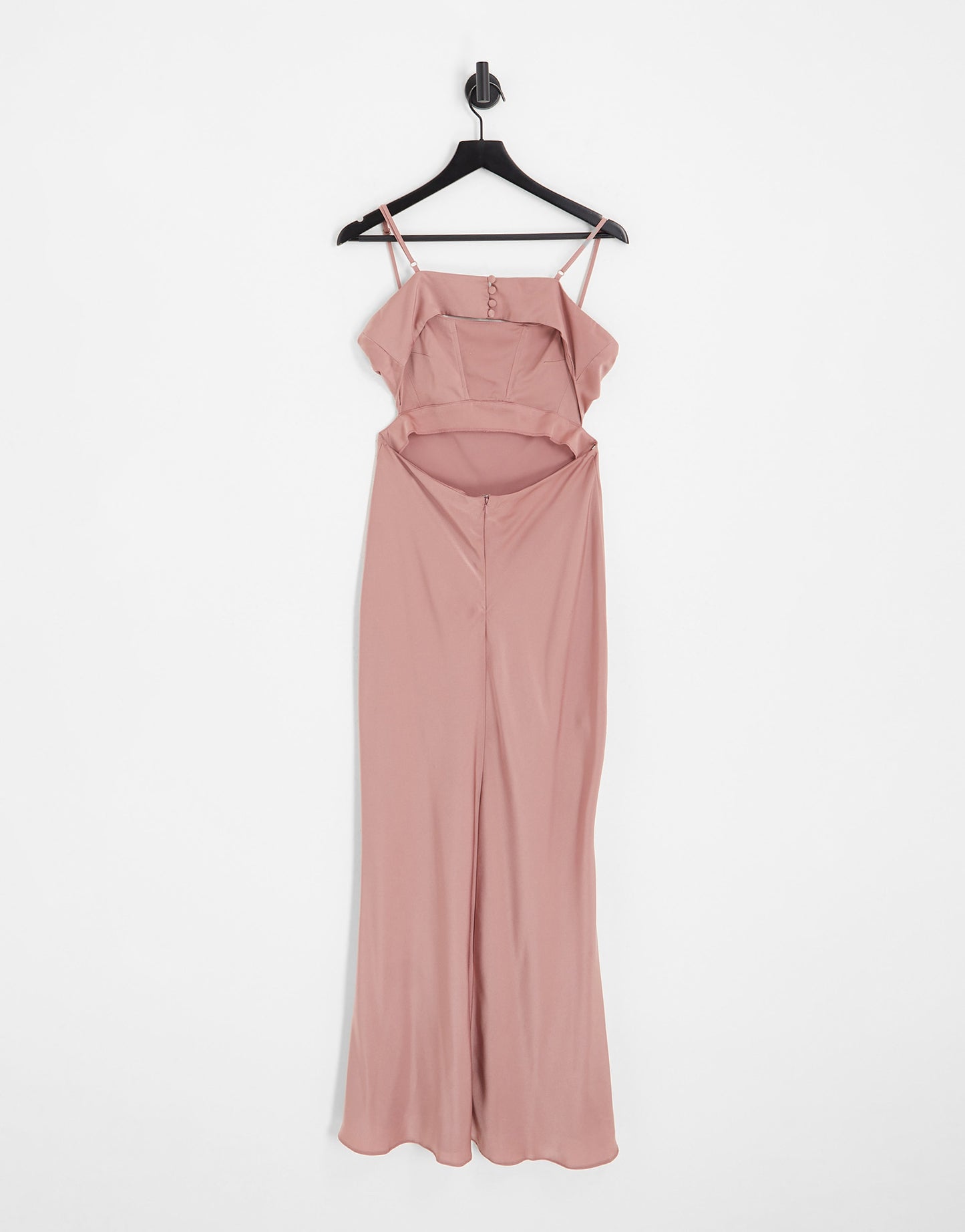 ASOS DESIGN Bridesmaid strappy satin cami maxi dress with cowl front in toffee