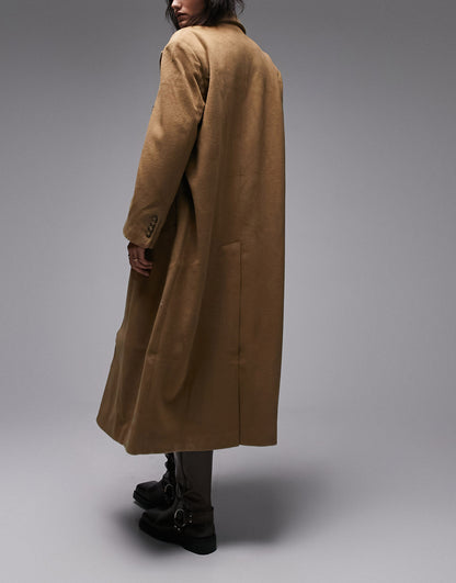 Topshop smart oversized longline coat in camel