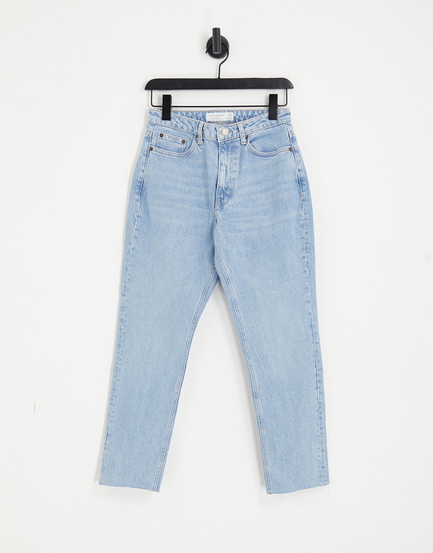 Topshop Hourglass cropped mid rise straight jeans with raw hems in bleach