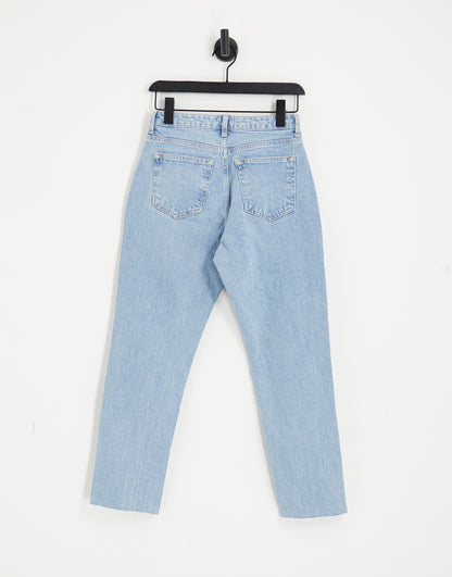 Topshop Hourglass cropped mid rise straight jeans with raw hems in bleach