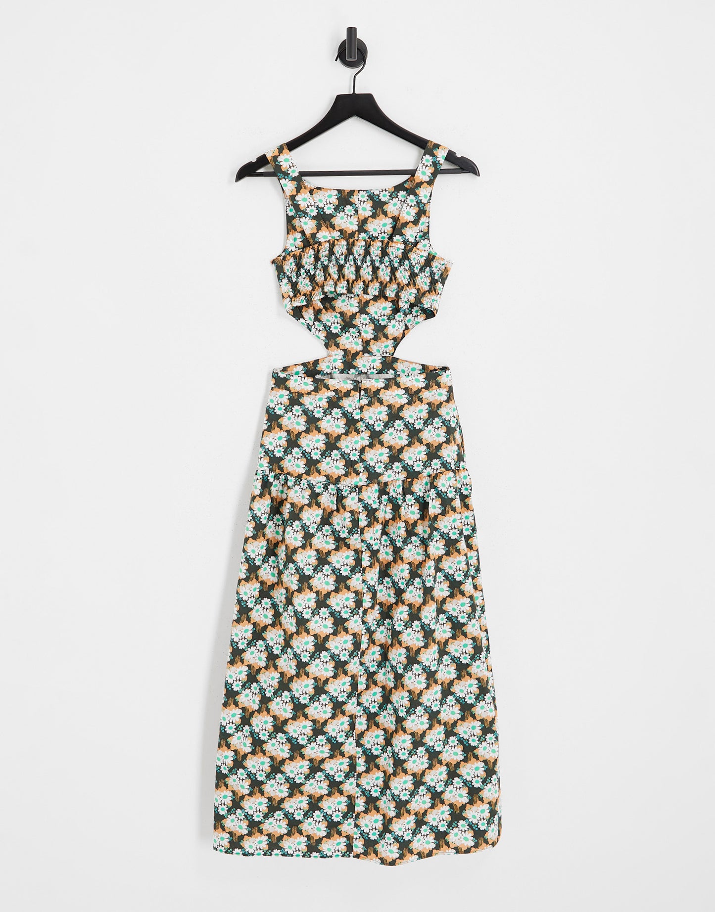 Topshop sketched daisy cut out midi dress in multi