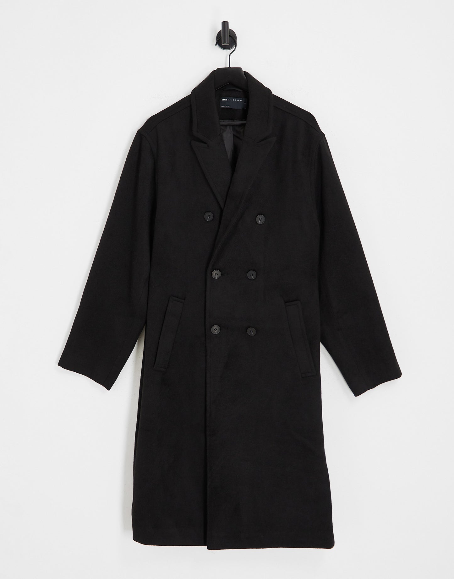 ASOS DESIGN oversized wool mix overcoat in black