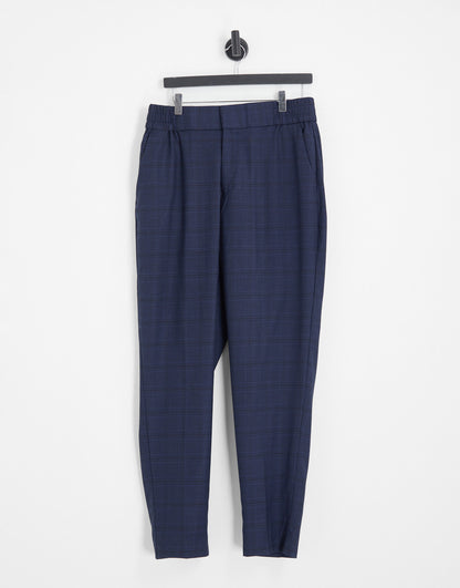 Original Penguin carrot fit checked smart trousers in brown