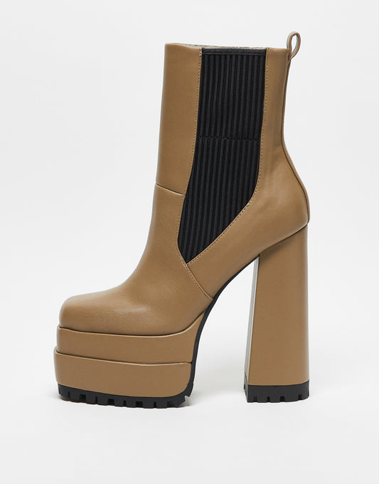 ASOS DESIGN Endgame high-heeled platform chelsea boots in khaki