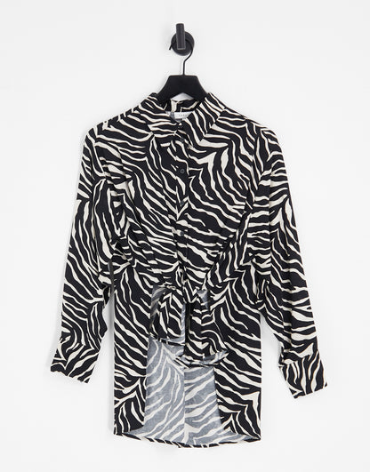 Topshop oversized animal shirt in brown