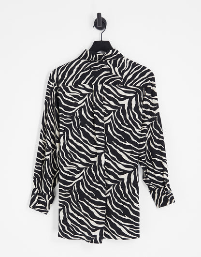 Topshop oversized animal shirt in brown