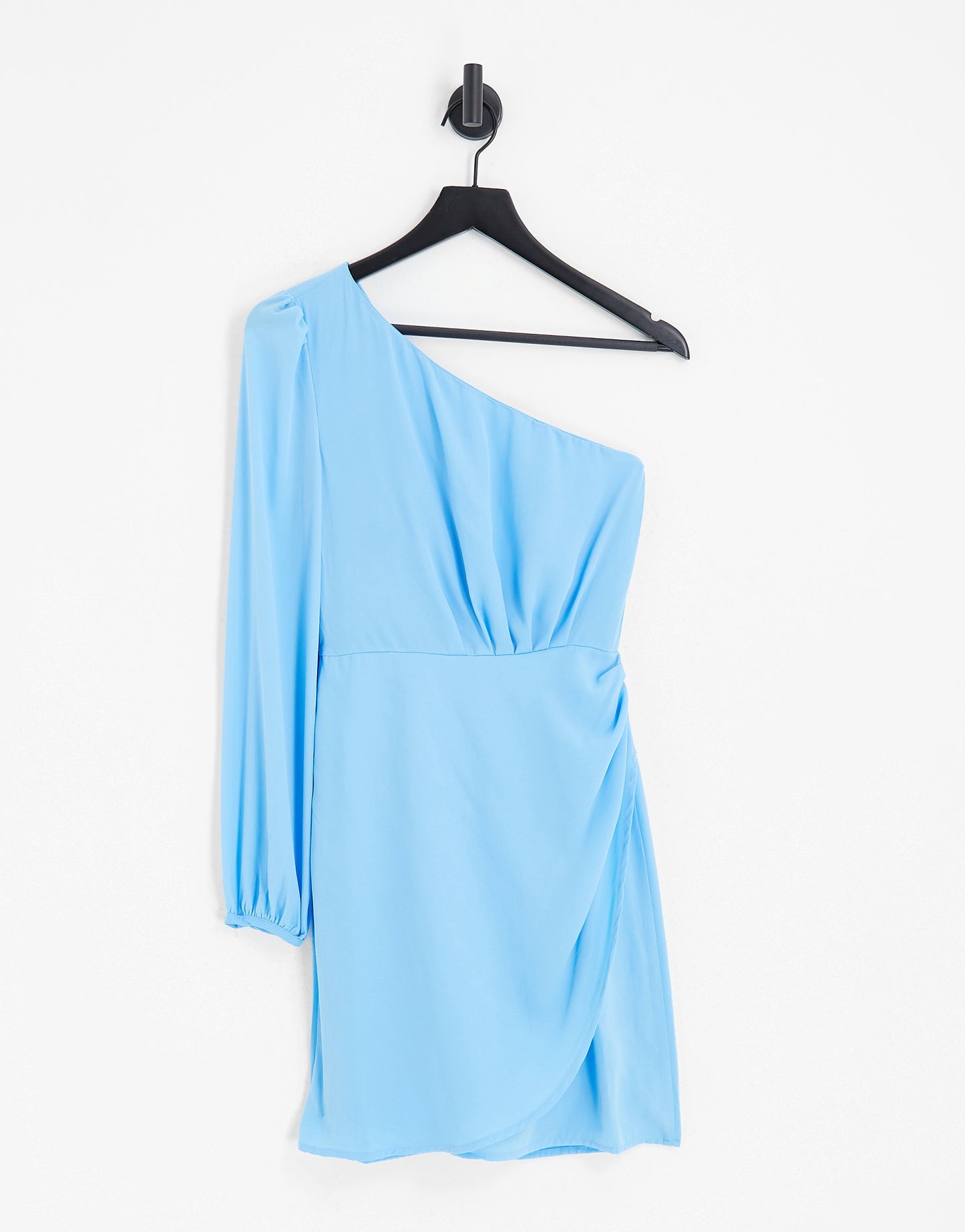 Vila exclusive one shoulder mini wrap dress in bright blue