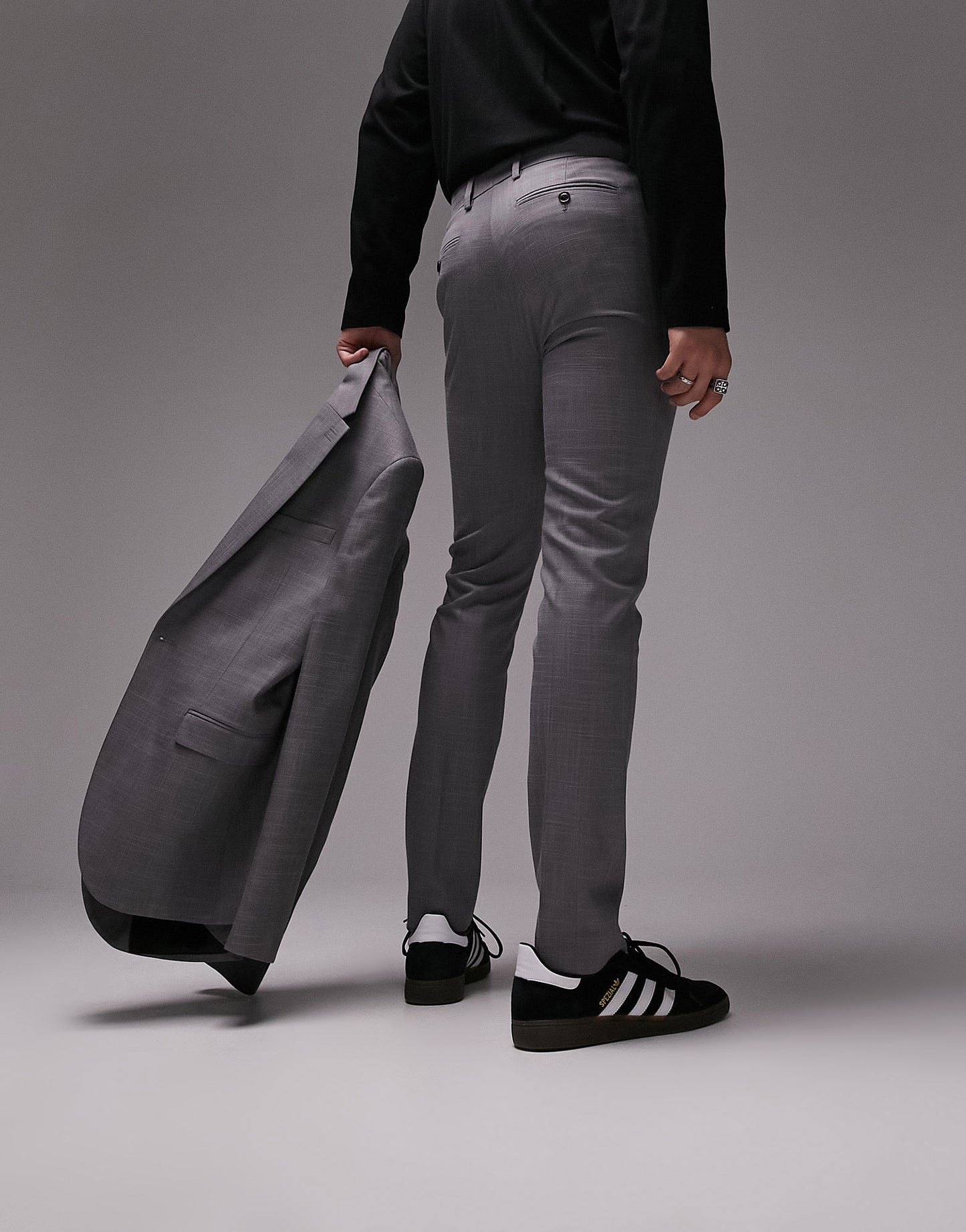 Topman stretch super skinny suit trousers in grey