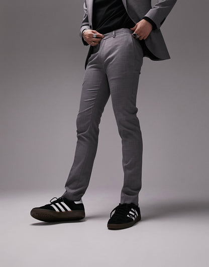 Topman stretch super skinny suit trousers in grey