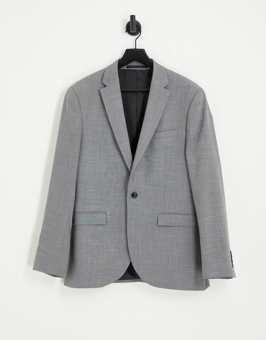 Topman stretch slim suit jacket in grey