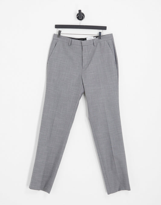 Topman stretch slim suit trousers in grey