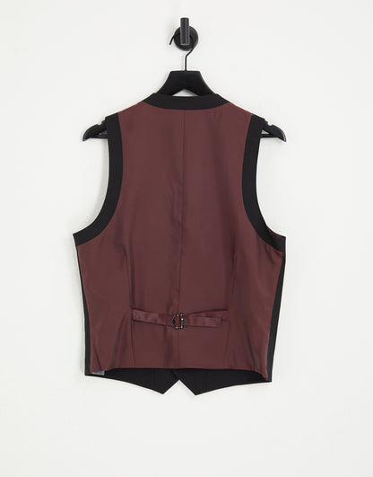 Topman textured suit waistcoat in black