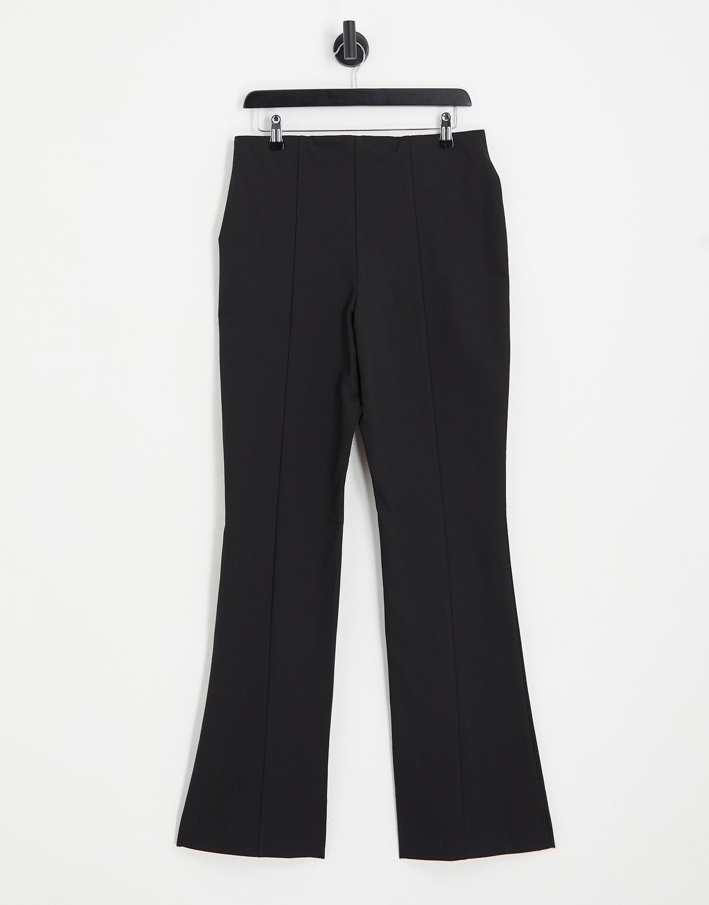 Selected Femme structured flared trousers with pintuck in black