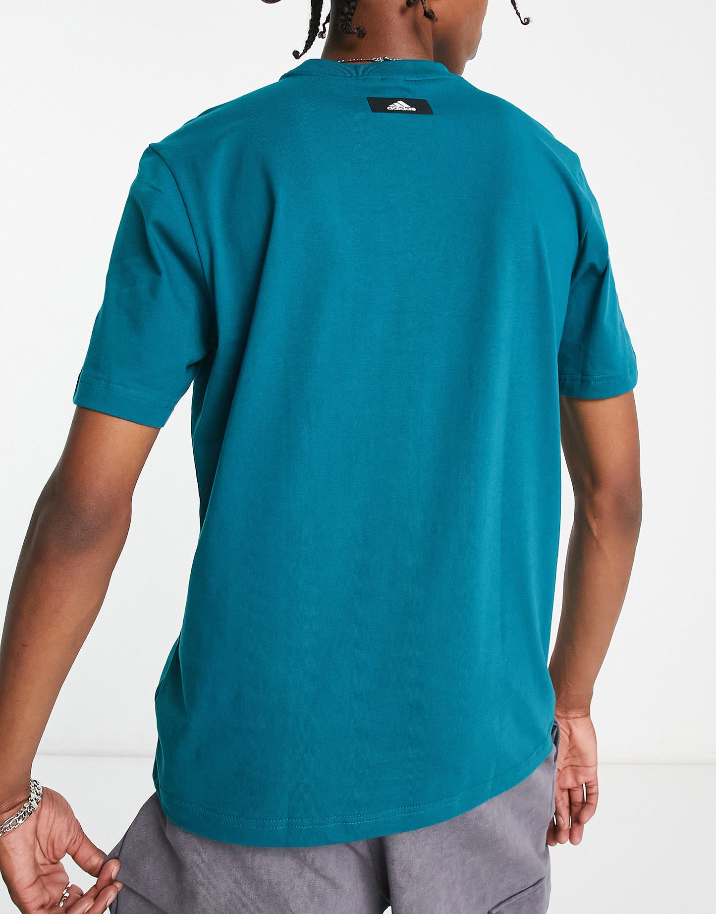 adidas Sportstyle 3 Bar logo t-shirt in teal