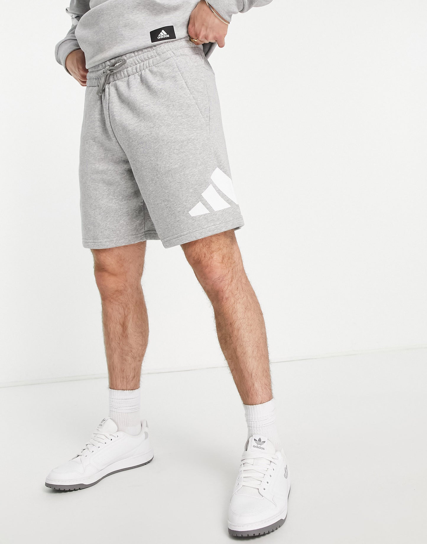 adidas Sportstyle 3 Bar logo shorts in grey