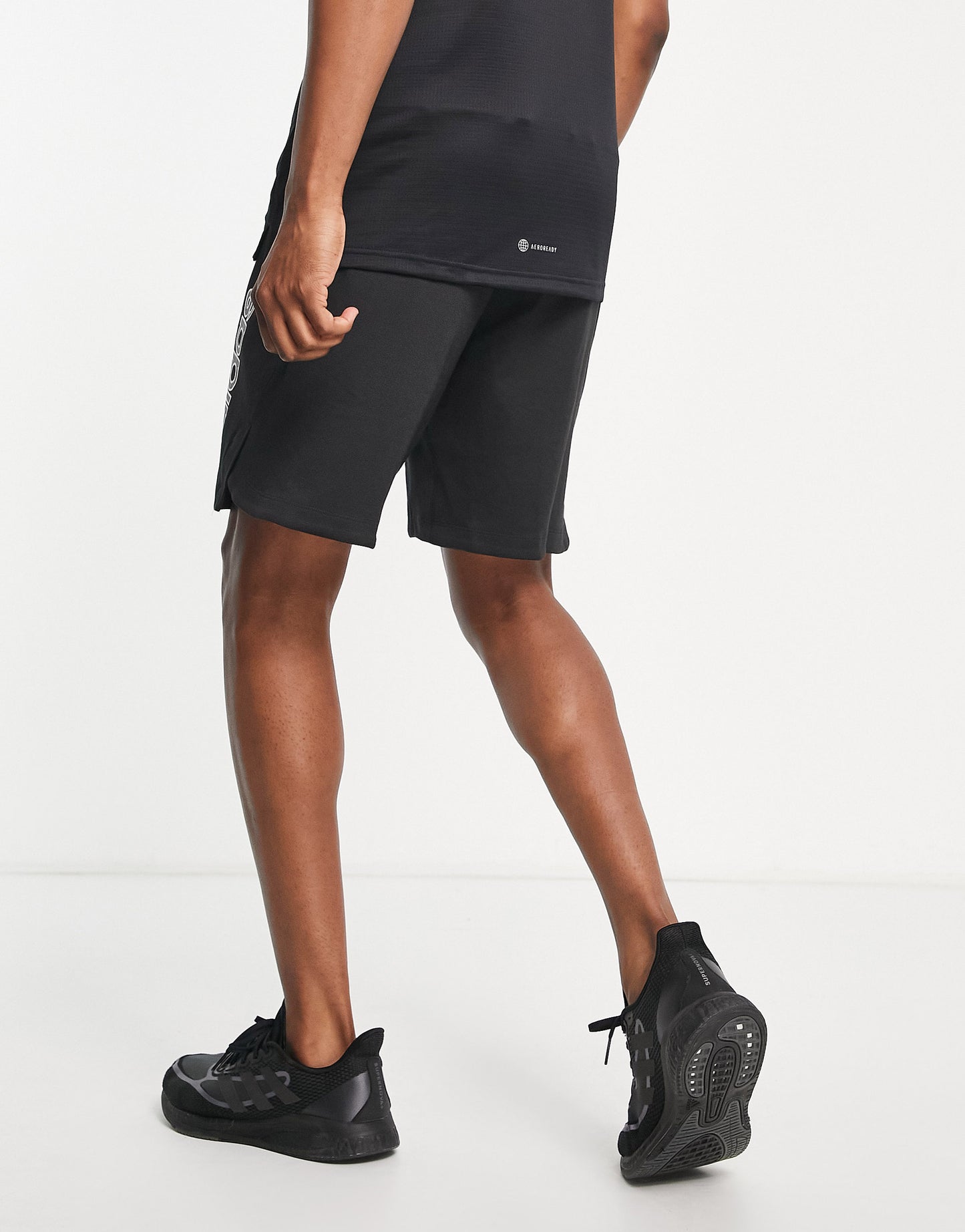 adidas Training large logo shorts in black