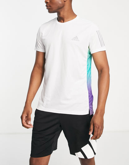 adidas Running Own The Run t-shirt in white and multi