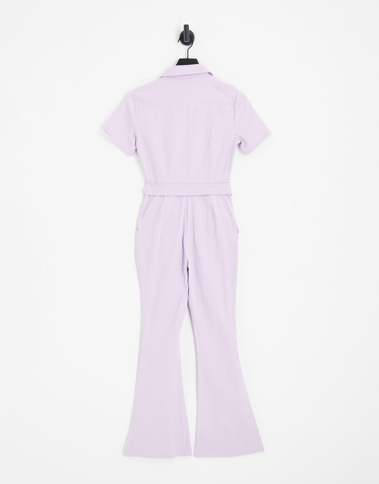 ASOS DESIGN twill 70s kickflare boilersuit in lilac