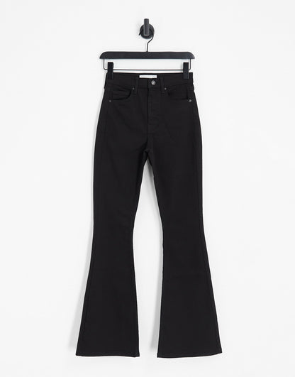 Topshop Hourglass  high rise Jamie flare jeans in black