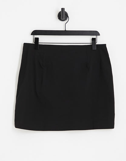 ASOS DESIGN Curve bengaline micro mini skirt with split in black