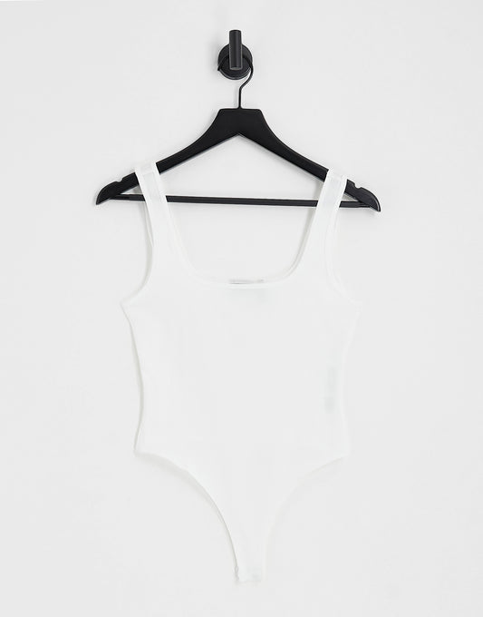 ASOS DESIGN cotton scoop neck vest bodysuit in white