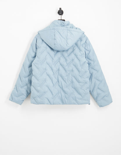 Topman puffer jacket with hood in light blue