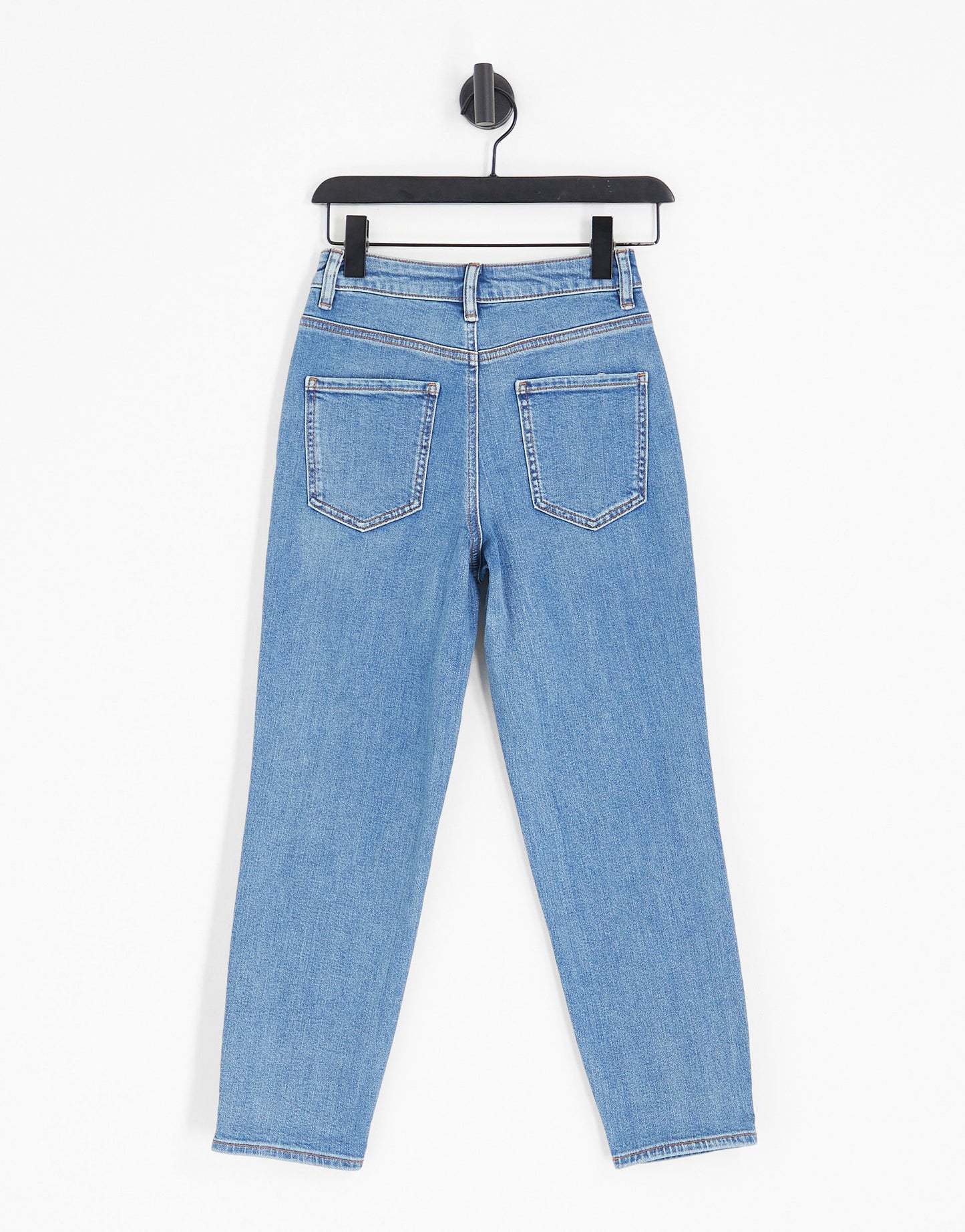 ASOS DESIGN Petite slim mom jeans in mid blue