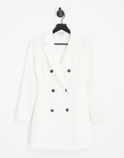 Miss Selfridge blazer dress with contrast buttons in ivory