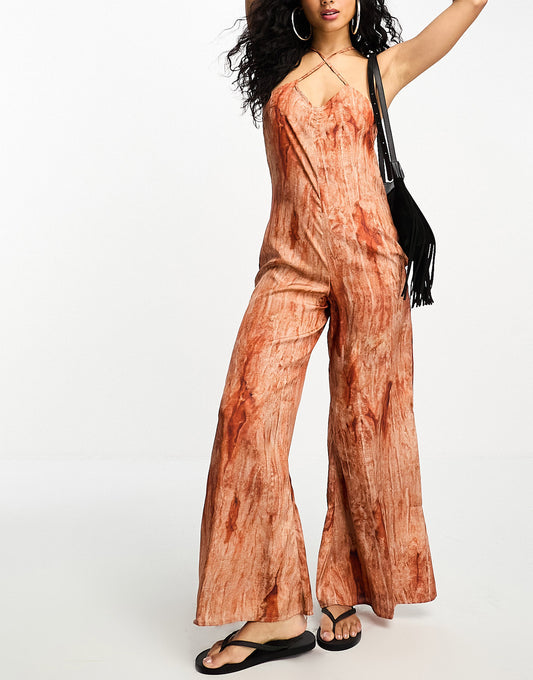 Violet Romance strappy jumpsuit in rust