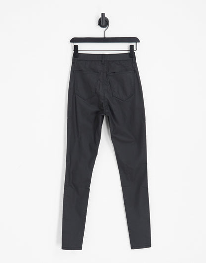 Topshop high rise Joni jeans in coated black