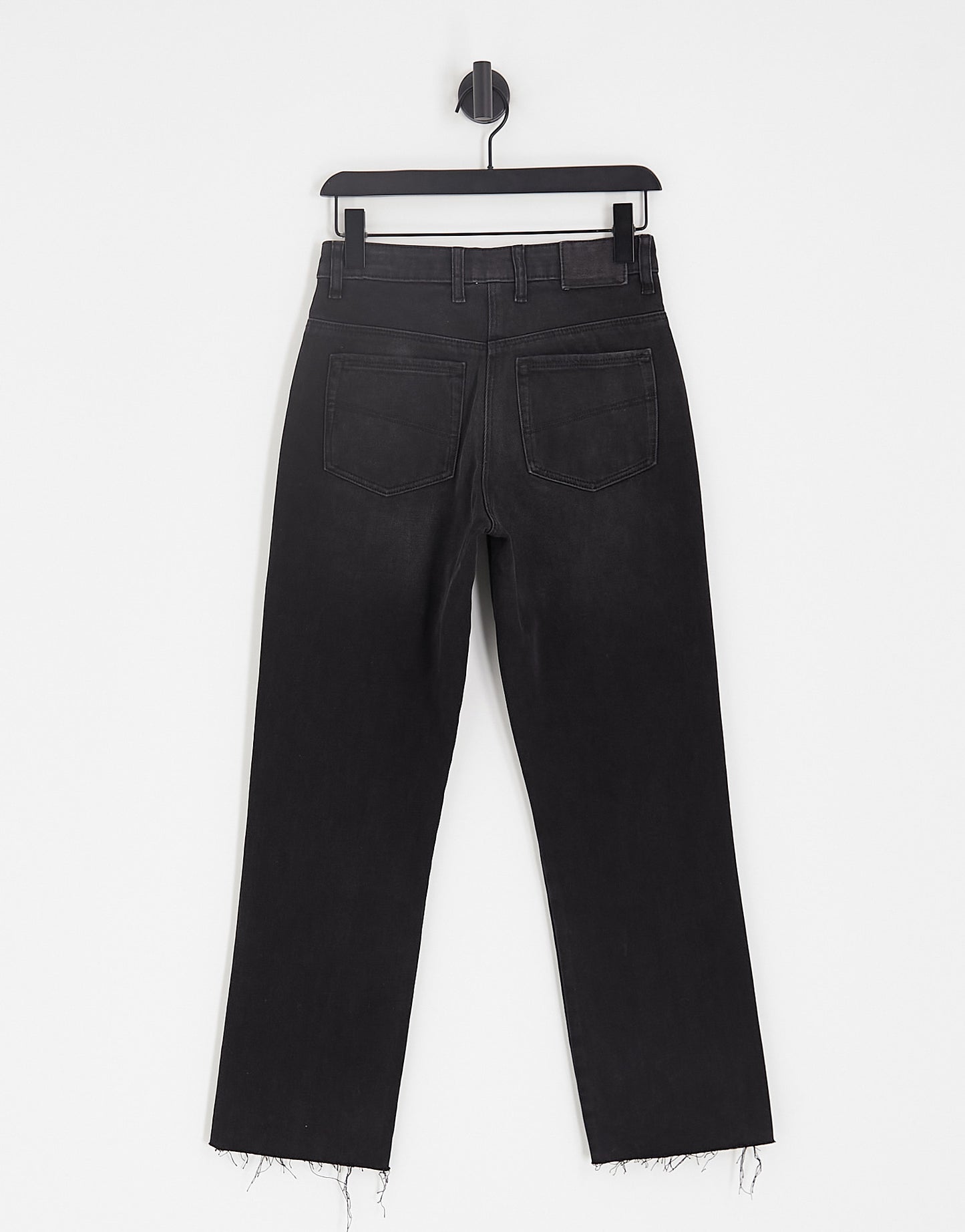 COLLUSION straight leg leg jeans with raw hem in washed black - BLACK