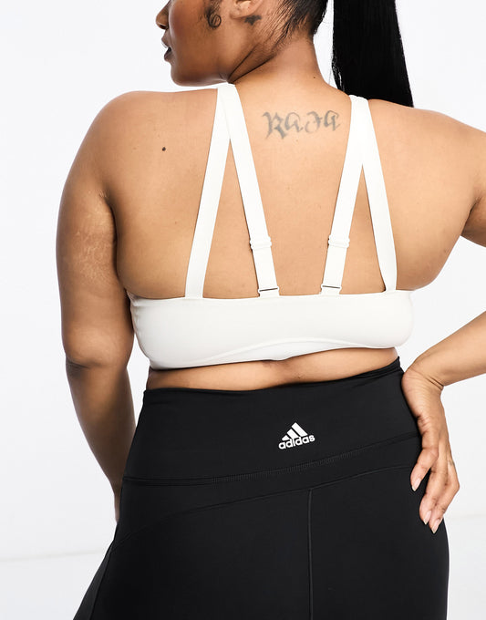 adidas Training Plus chest logo high-support sports bra in white