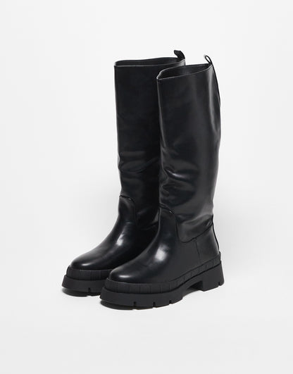 Raid Challenge chunky flat knee boots in black