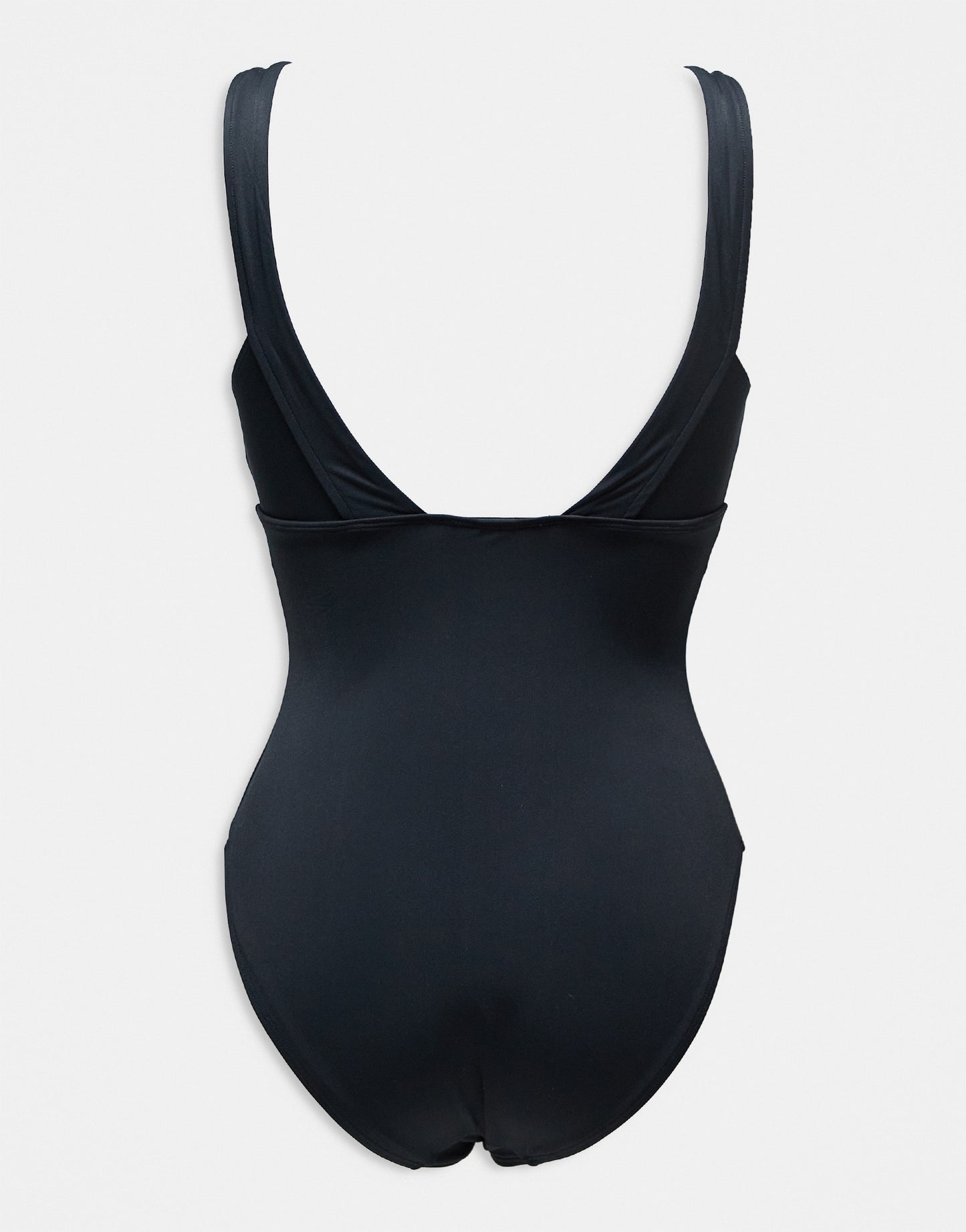 Accessorize plunge front with mesh insert swimsuit in black