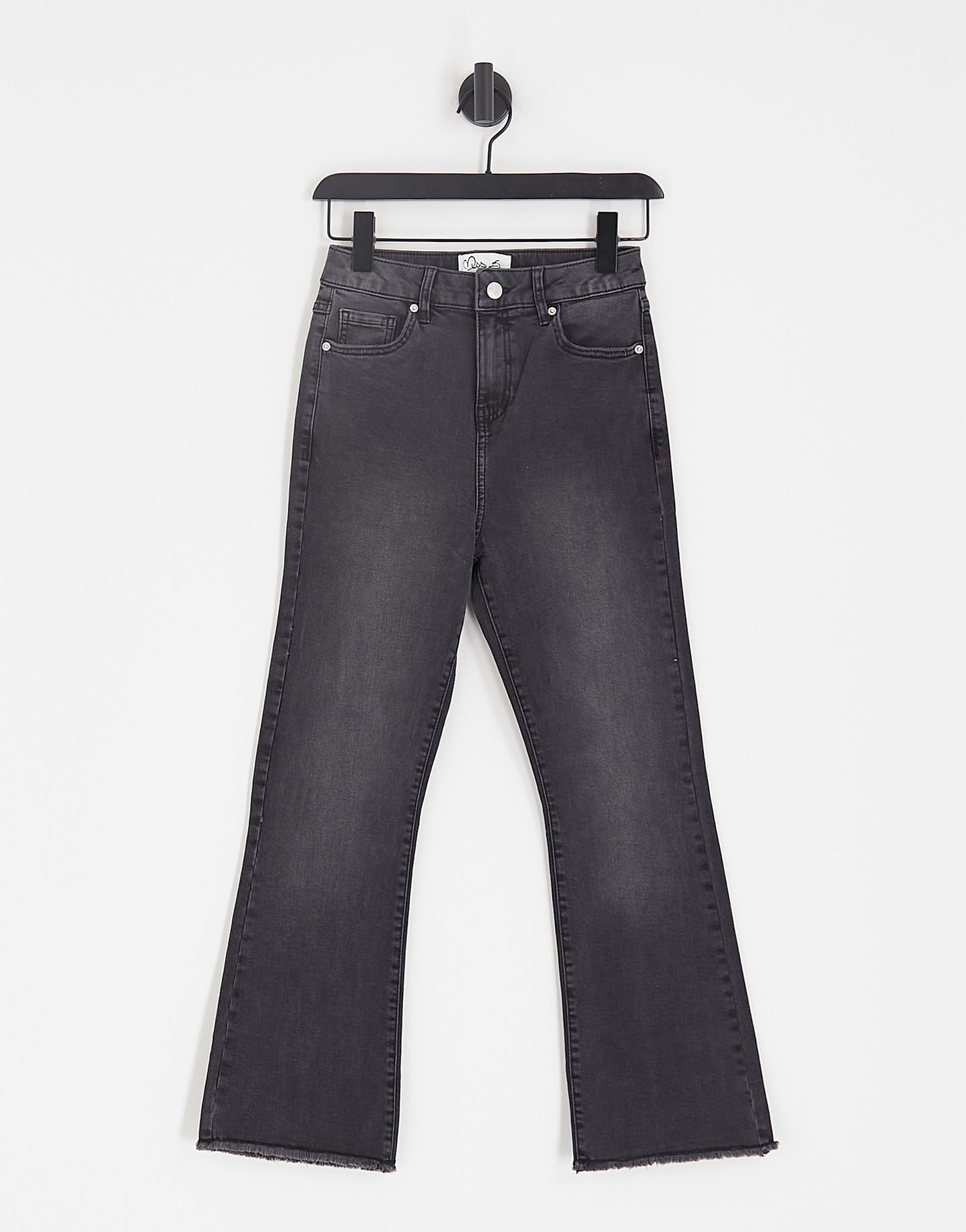 Miss Selfridge cropped kickflare jean in black