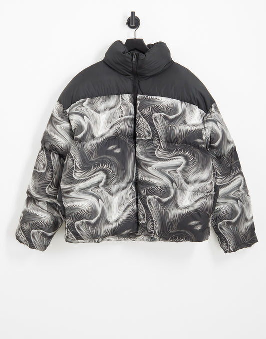 COLLUSION puffer jacket in multi print