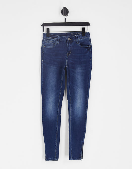 Noisy May high waisted ankle grazer skinny jeans in blue