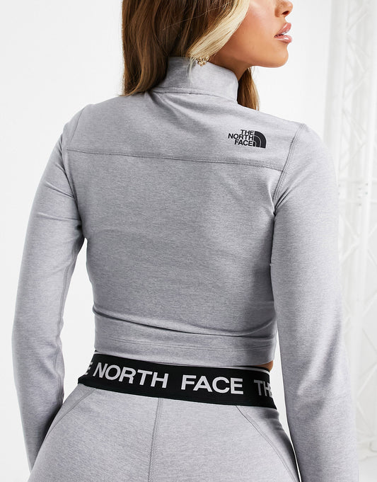 The North Face 1/4 zip cropped fleece in grey