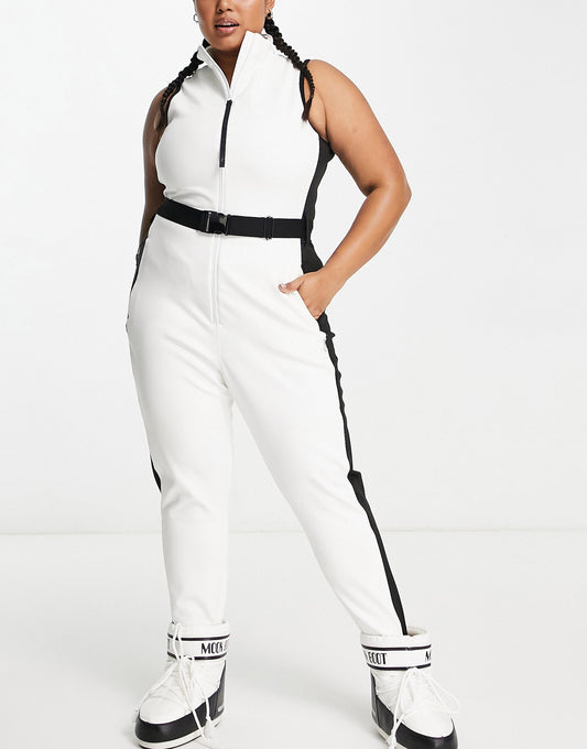 ASOS 4505 curve ski suit all in one with mono contrast detail