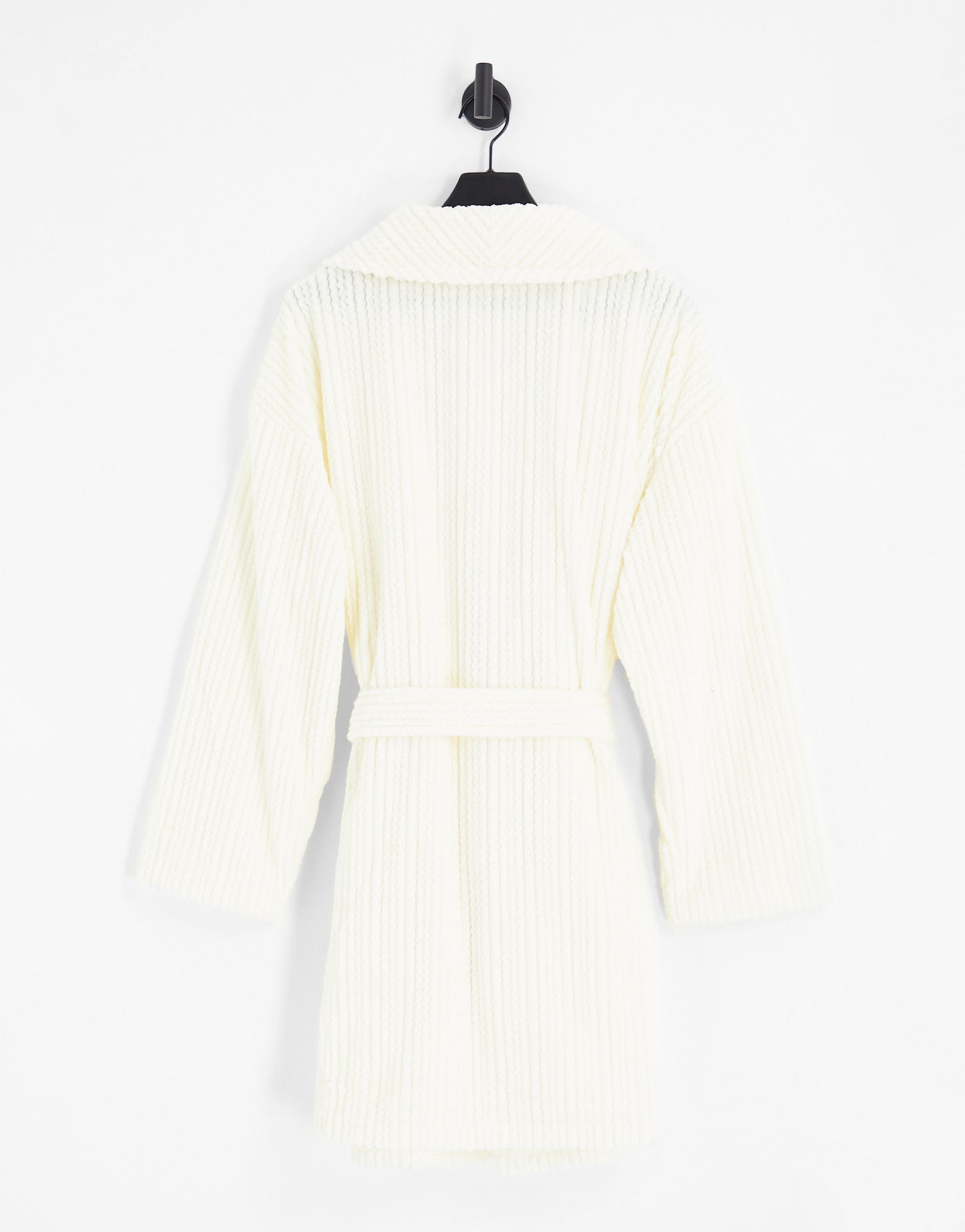 ASOS DESIGN Curve crimped rib faux fur mini robe in cream