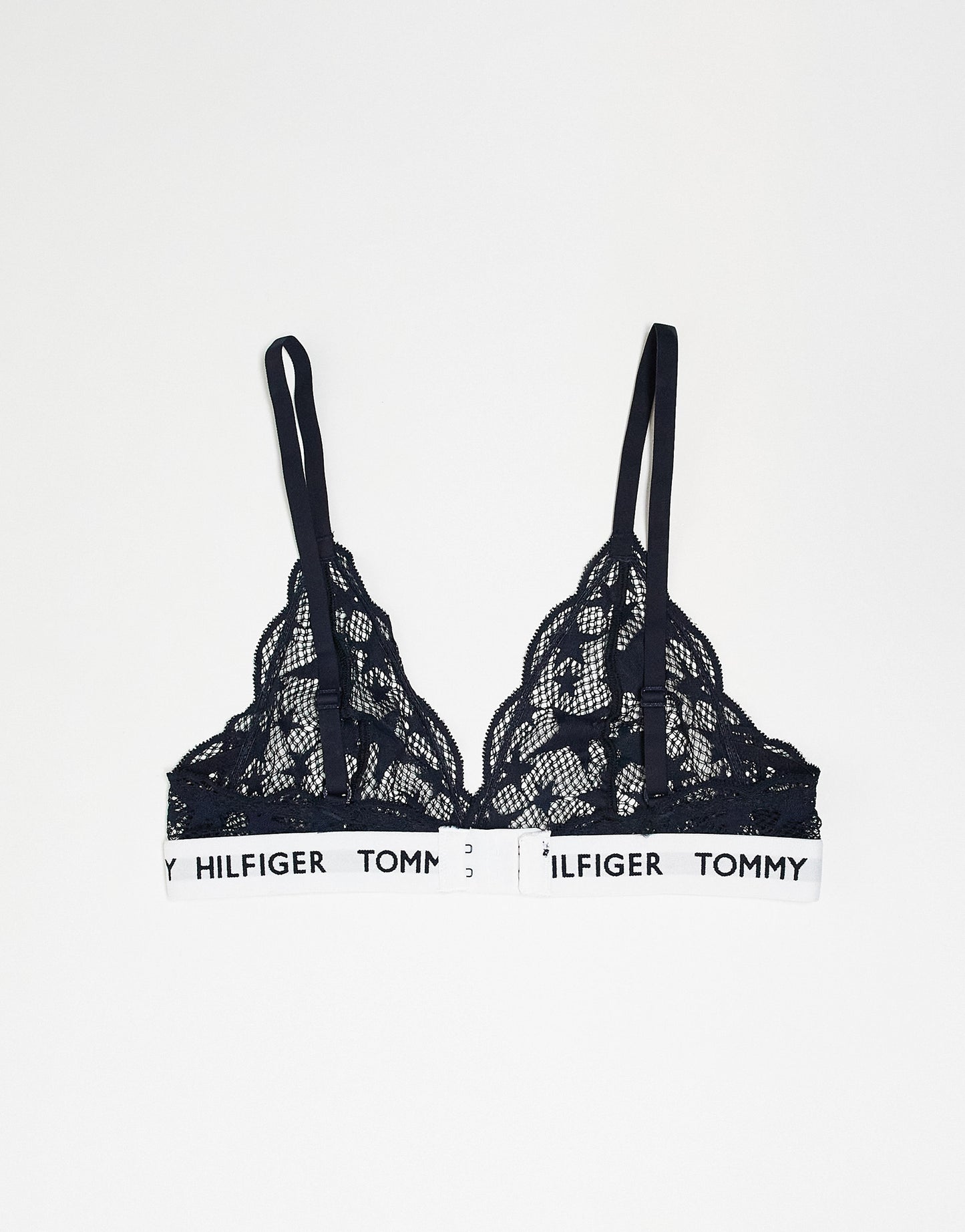 Tommy Hilfiger 85 Star Lace unlined triangle bralette in navy - NAVY