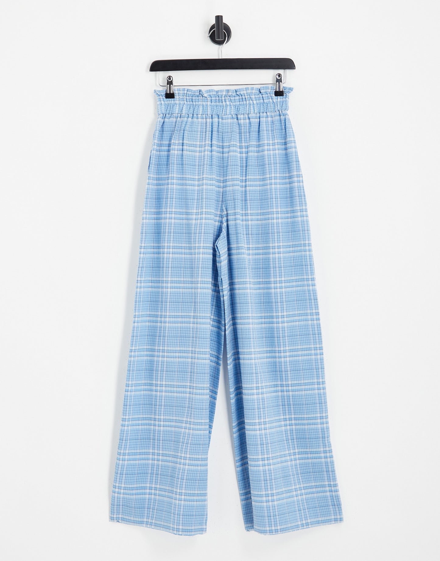 Selected Femme wide leg co-ord trousers in light blue check