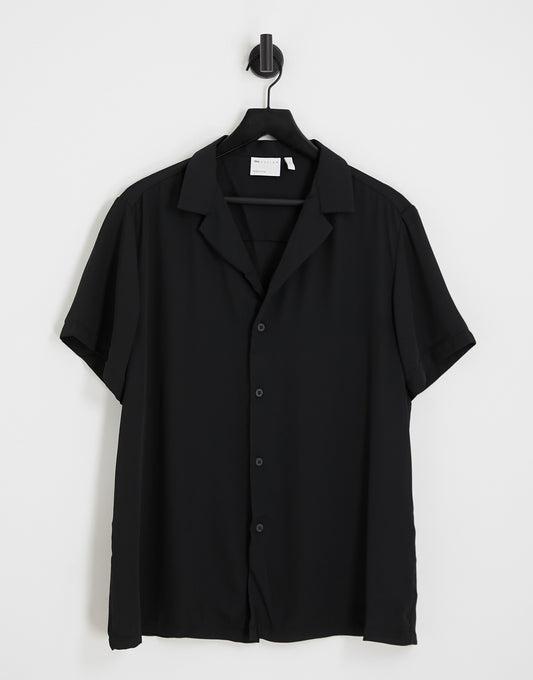 ASOS DESIGN regular sheer shirt in black