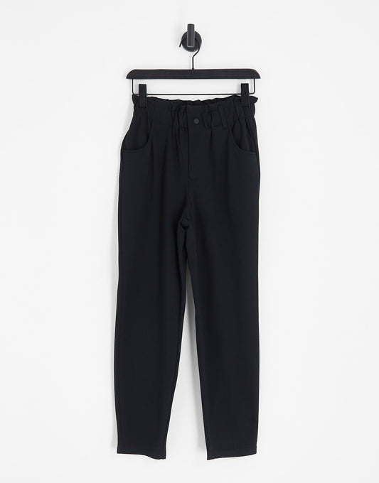 ONLY high waisted trousers with frill waist in black