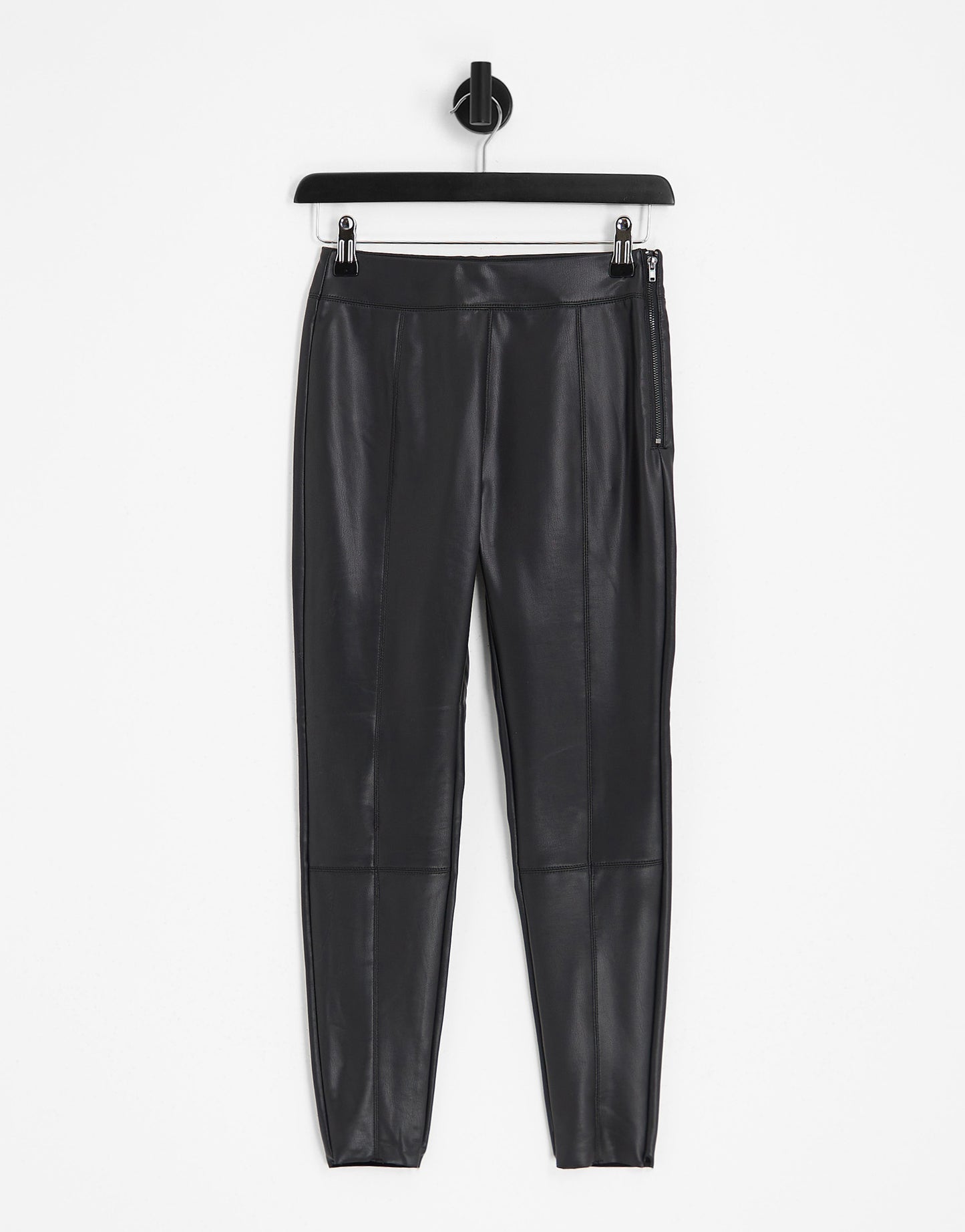 Topshop Petite faux leather skinny fit trousers in black