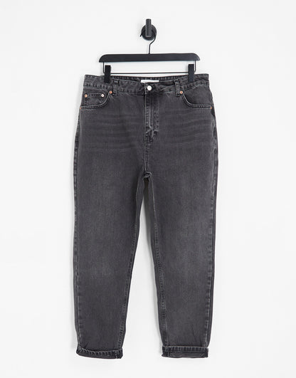 Topshop Curve Mom jeans in washed black