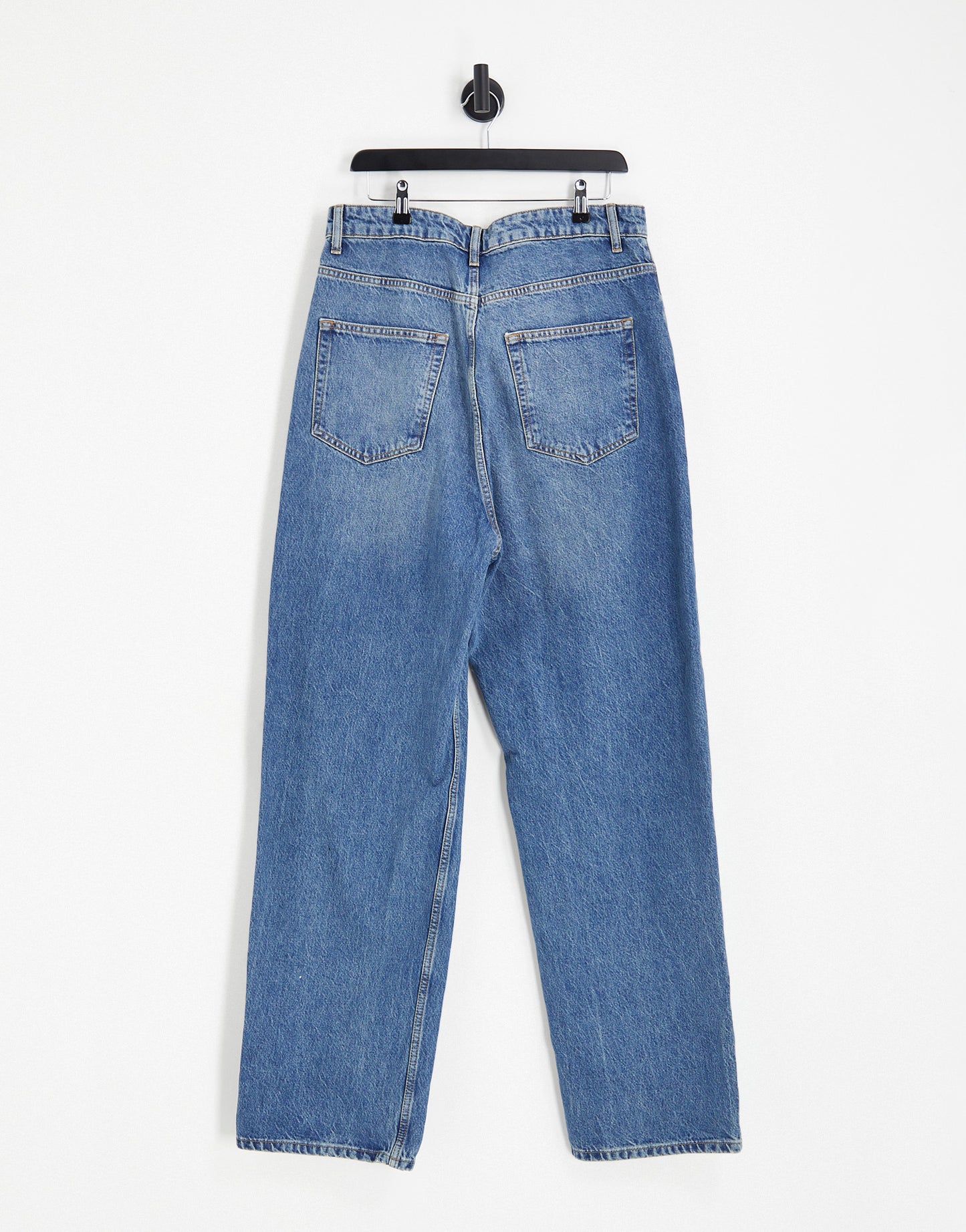 Topshop Curve oversized Mom jeans in mid blue