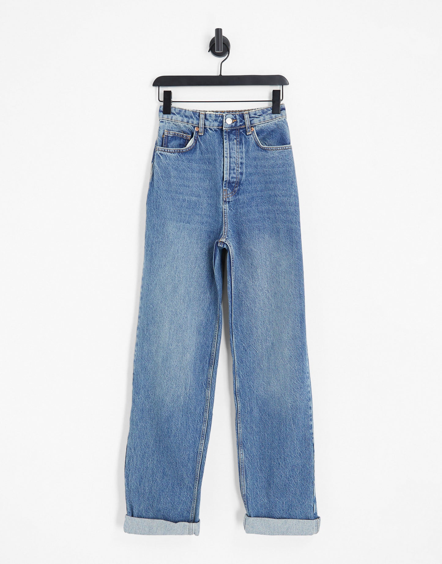 Topshop Hourglass oversized Mom jeans in mid blue