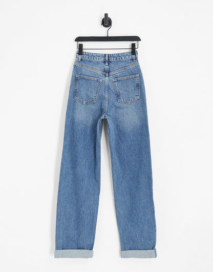 Topshop Hourglass oversized Mom jeans in mid blue