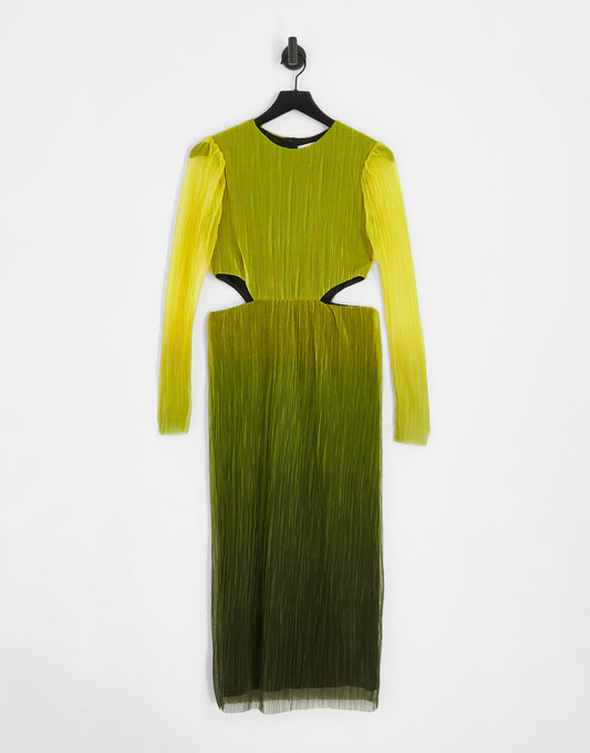 Topshop ombre cut out mesh midi dress in multi